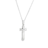 18ct white gold overlaid cross pendant with polished and matte finish.