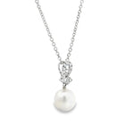 18ct white gold pendant with 11mm South Sea pearl and oval diamond-set bail.