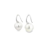 18ct white gold tapered hook earrings with 12.7mm South Sea pearls.