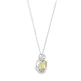 9ct white gold yellow beryl and diamond pastel pendant with oval gemstone and concealed runner.