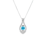 18ct white gold zircon and diamond cluster pendant with octagonal cushion cut zircon.
