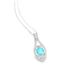 18ct white gold zircon and diamond cluster pendant with octagonal cushion cut zircon.