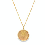 9ct yellow gold coin pendant featuring 1889 Queen Victoria 22ct full sovereign.