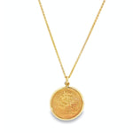9ct yellow gold coin pendant featuring 1889 Queen Victoria 22ct full sovereign.