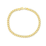 9ct yellow gold bracelet with angled marquise-shaped links and lobster clasp.