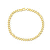 9ct yellow gold bracelet with angled marquise-shaped links and lobster clasp.