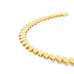 9ct yellow gold bracelet with angled marquise-shaped links and lobster clasp.