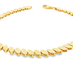9ct yellow gold bracelet with angled marquise-shaped links and lobster clasp.
