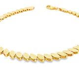 9ct yellow gold bracelet with angled marquise-shaped links and lobster clasp.