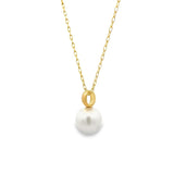 9ct yellow gold pendant with 11mm Broome South Sea pearl and fixed oval runner.