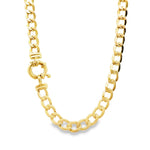 9ct yellow gold 45cm curb link necklet with bolt ring clasp.