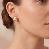 9ct yellow gold scalloped daisy sunburst stud earrings with ridged detailing.