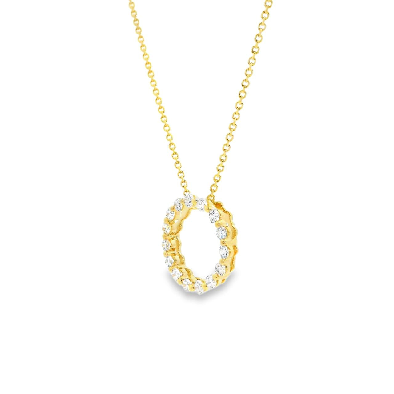 18ct yellow gold Circle of Life pendant claw set with 15 round brilliant cut diamonds (0.38ct total), featuring a shared claw design and concealed pendant runner.
