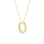 18ct yellow gold Circle of Life pendant claw set with 15 round brilliant cut diamonds (0.38ct total), featuring a shared claw design and concealed pendant runner.