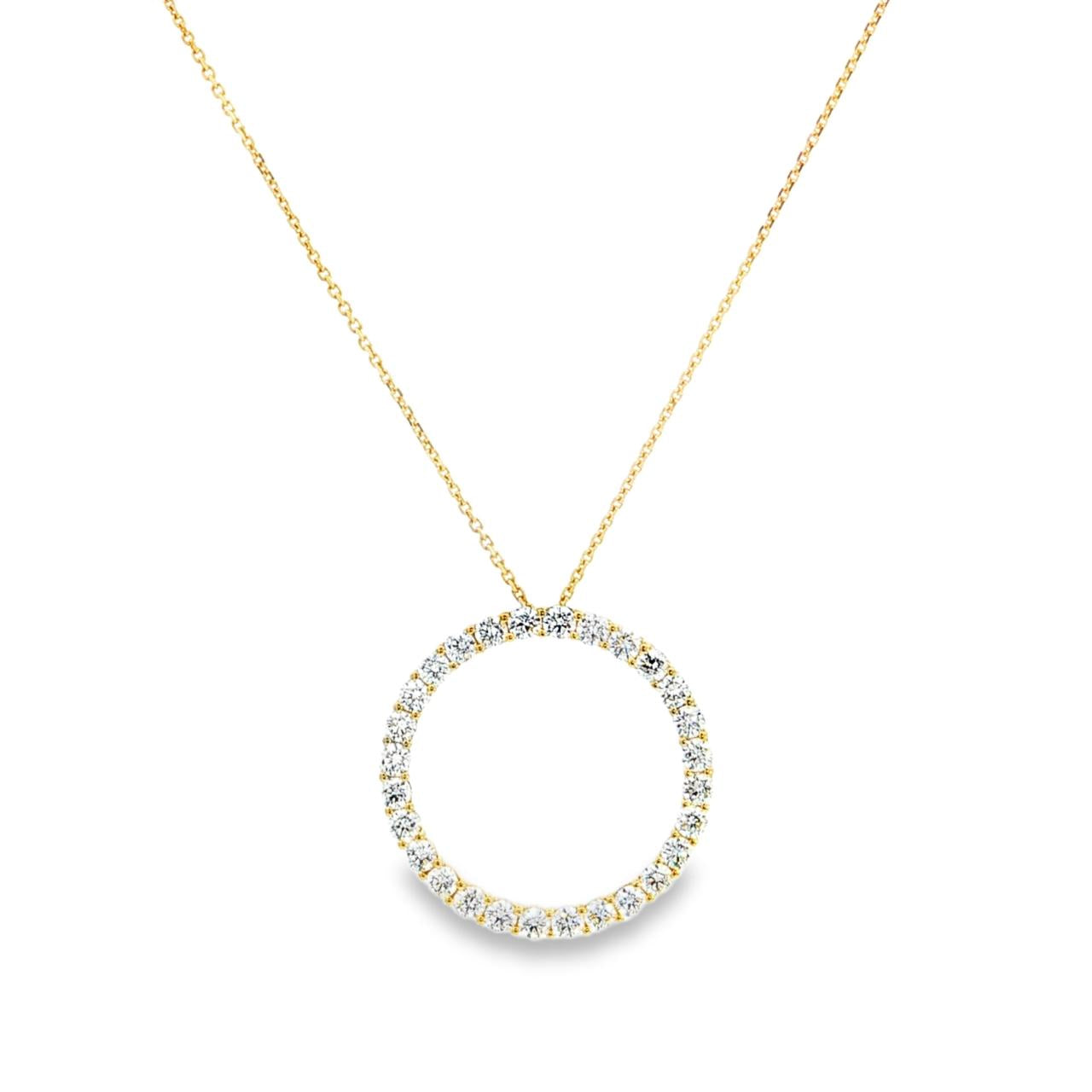 18ct yellow gold diamond circle of life pendant with full claw-set design.