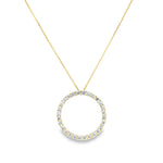 18ct yellow gold diamond circle of life pendant with full claw-set design.