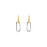 18ct yellow gold oval huggie earrings with elongated diamond-set oval drops.