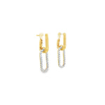 18ct yellow gold oval huggie earrings with elongated diamond-set oval drops.