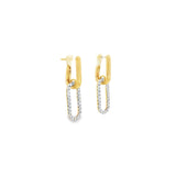 18ct yellow gold oval huggie earrings with elongated diamond-set oval drops.