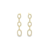 18ct yellow gold triple oval diamond drop earrings with claw-set links.