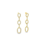 18ct yellow gold triple oval diamond drop earrings with claw-set links.