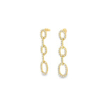 18ct yellow gold triple oval diamond drop earrings with claw-set links.