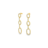 18ct yellow gold triple oval diamond drop earrings with claw-set links.