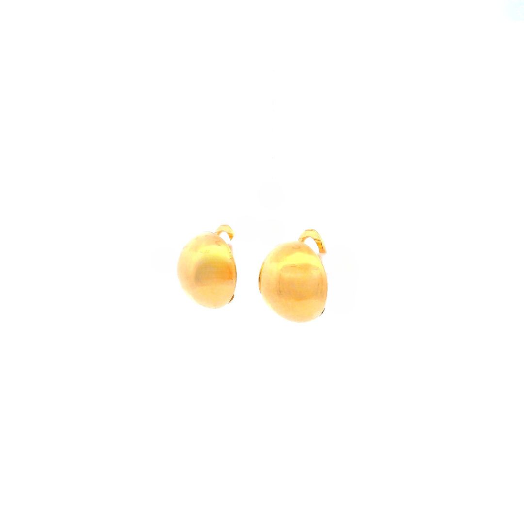 9ct yellow gold domed half-ball clip-on earrings featuring a polished 14.20mm design with secure clip-on fittings.
