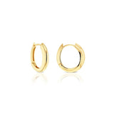 9ct yellow gold French-curve oval huggie earrings with hinged back.