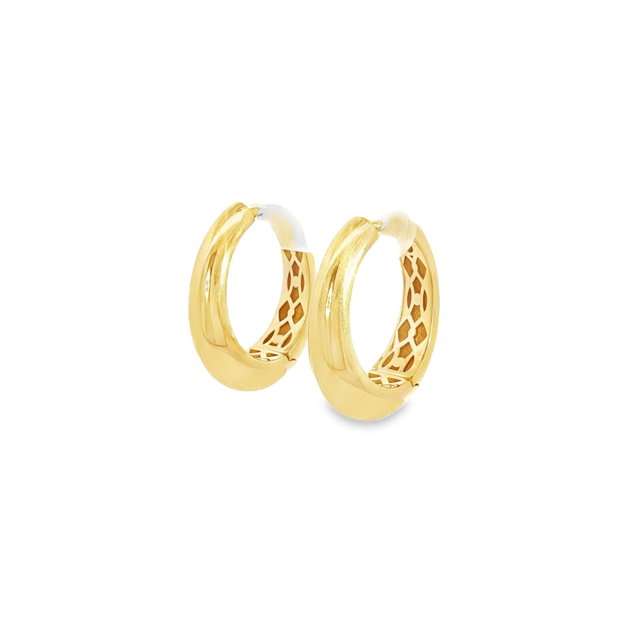 9ct yellow gold graduated puff huggie earrings.