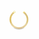 Yellow gold 7.5mm flat herringbone link bracelet with a fancy parrot clasp.