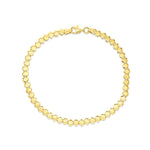 9ct yellow gold flexi bracelet with interwoven wave design and alternating teardrop elements.