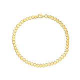 9ct yellow gold flexi bracelet with interwoven wave design and alternating teardrop elements.
