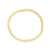 9ct yellow gold flexi bracelet with interwoven wave design and alternating teardrop elements.
