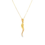 9ct yellow gold 27.50mm Corni horn of plenty pendant with polished tapered design.