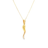 9ct yellow gold 27.50mm Corni horn of plenty pendant with polished tapered design.