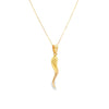 9ct yellow gold 27.50mm Corni horn of plenty pendant with polished tapered design.