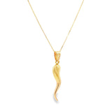 9ct yellow gold 27.50mm Corni horn of plenty pendant with polished tapered design.