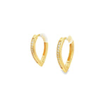 9ct yellow gold marquise-shaped huggie earrings with cubic zirconias down the front.