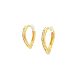9ct yellow gold marquise-shaped huggie earrings with cubic zirconias down the front.