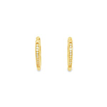 9ct yellow gold marquise-shaped huggie earrings with cubic zirconias down the front.