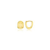 9ct yellow gold puffed cuff huggie earrings with polished curved finish.