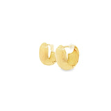 9ct yellow gold puffed cuff huggie earrings with polished curved finish.