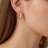 9ct yellow gold puffed pear-shaped stud earrings with polished finish.