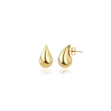 9ct yellow gold puffed pear-shaped stud earrings with polished finish.