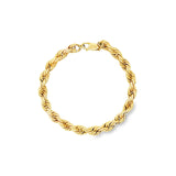 18ct yellow gold hollow rope bracelet, 6.8mm wide, polished finish with parrot clasp.