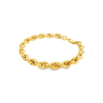18ct yellow gold hollow rope bracelet, 6.8mm wide, polished finish with parrot clasp.