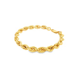18ct yellow gold hollow rope bracelet, 6.8mm wide, polished finish with parrot clasp.