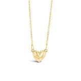 9ct yellow gold necklet with small rounded heart pendant on trace link chain.