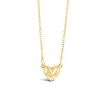 9ct yellow gold necklet with small rounded heart pendant on trace link chain.